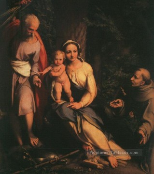  Anton Tableaux - Le repos sur la fuite en Egypte avec Saint François Renaissance maniérisme Antonio da Correggio